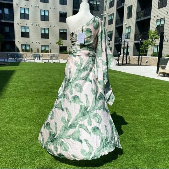 Significant Other Caspian One Shoulder Maxi Dress Tropical Leaf Size 2 - Picture 11 of 16